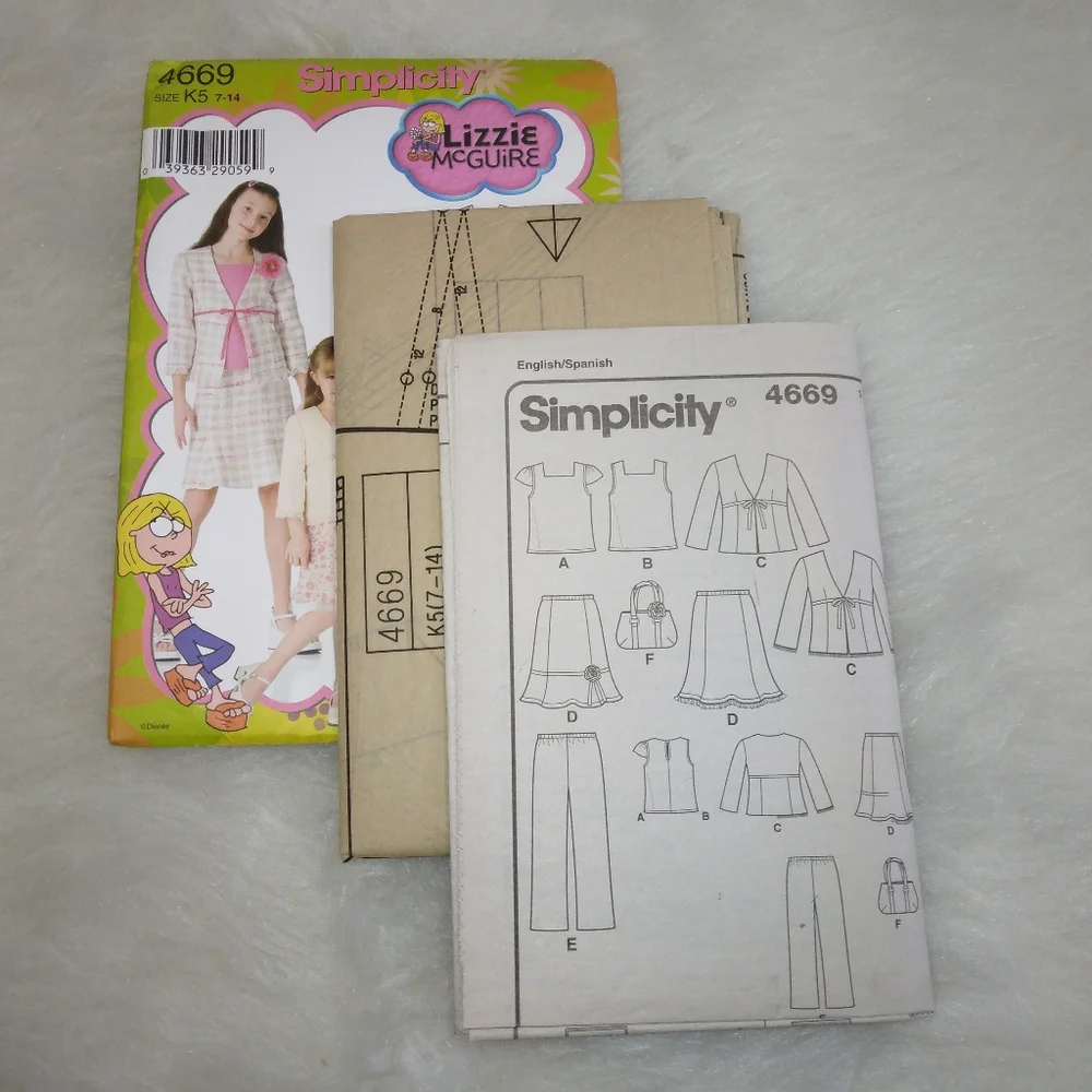 SIMPLICITY 4669 Sz 7-14 Disney Lizzie McGuire Girl's separates